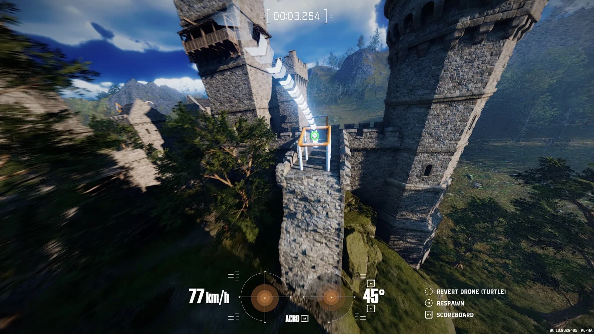 EreaDrone gameplay: an FPV flight outdoors