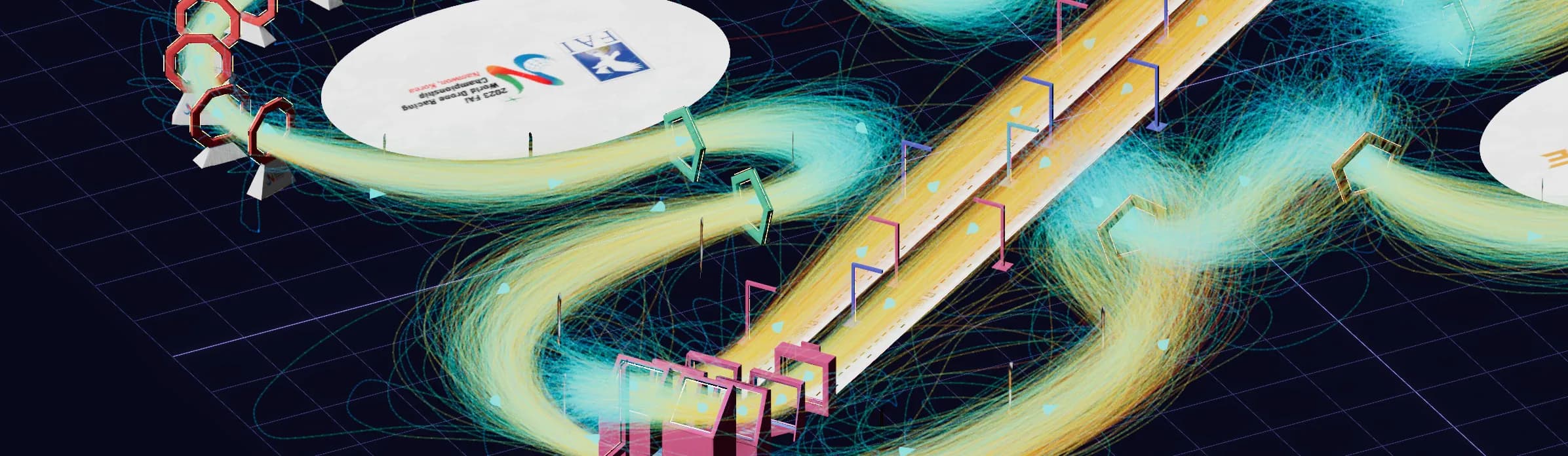 A 3D heatmap of every path pilots flew through a drone racing track