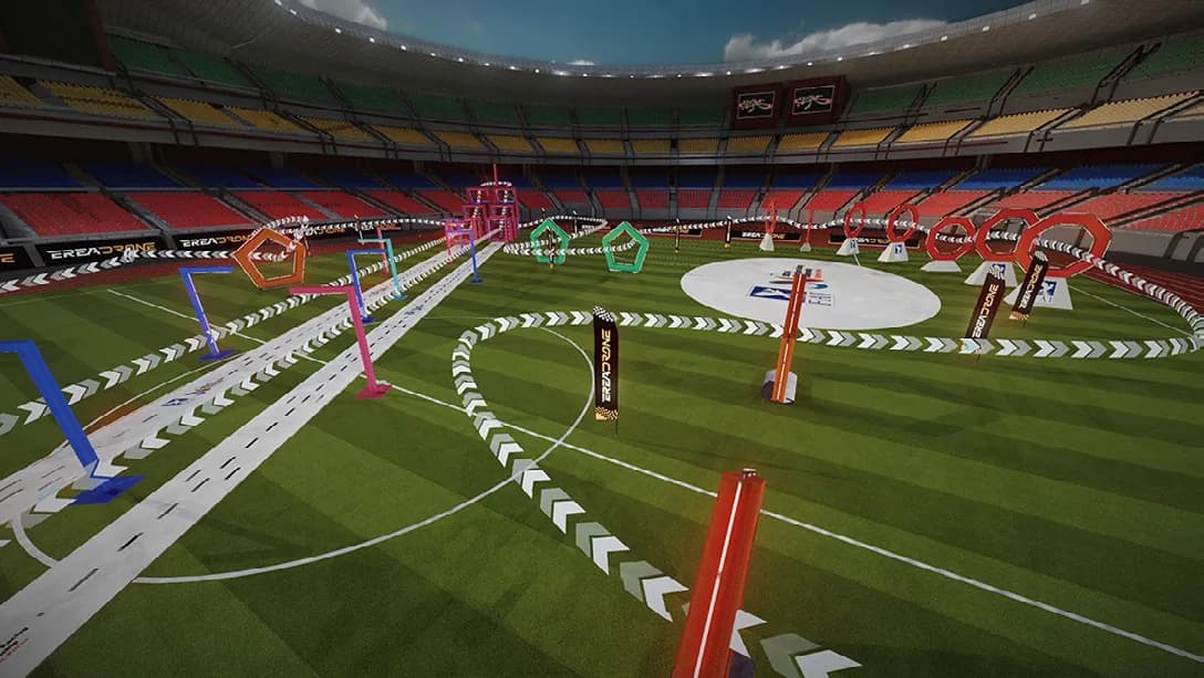 The 2023 FAI World Drone Racing Championship track in Namwon, rebuilt in its stadium